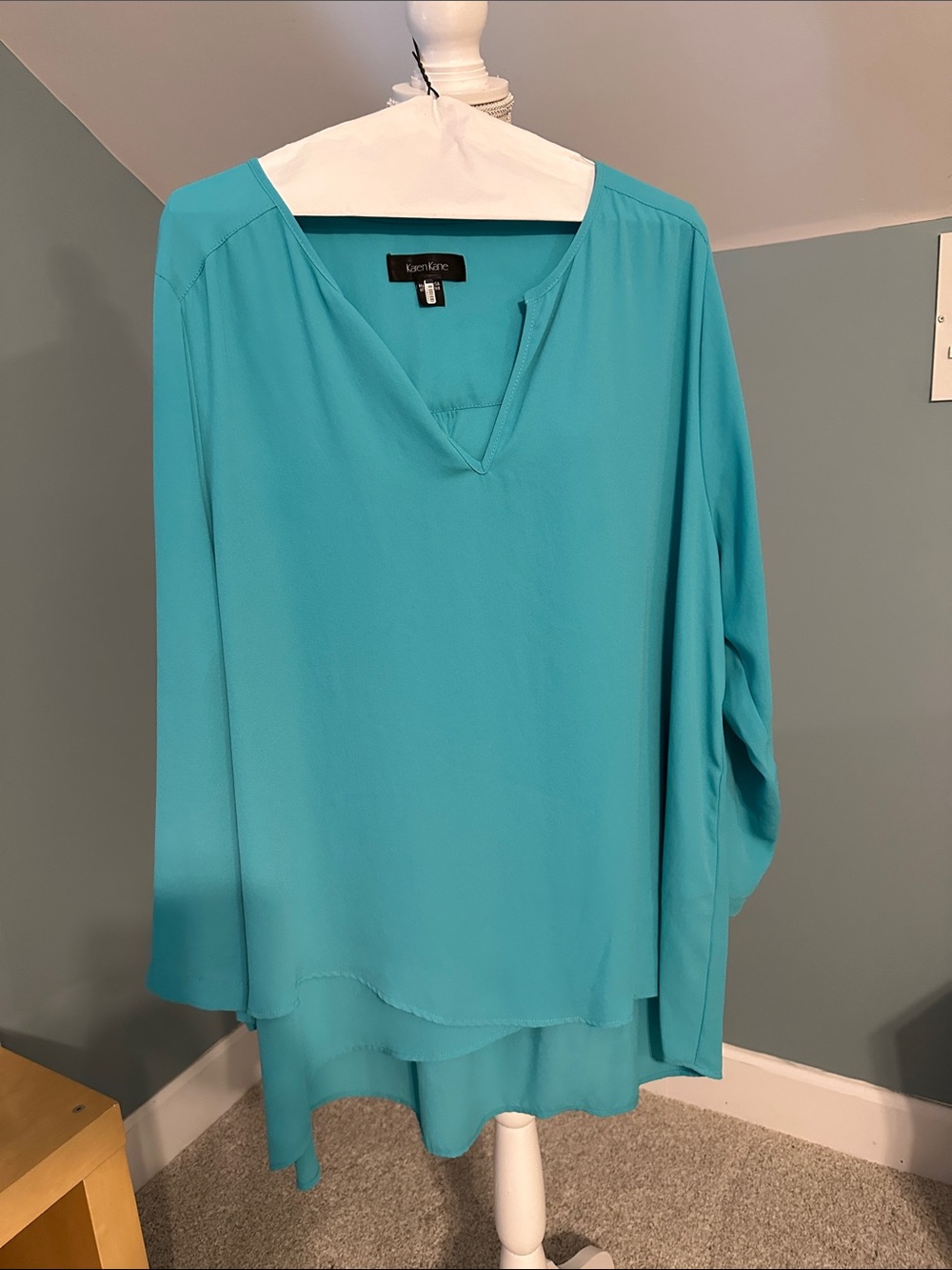 Karen Kane Turquoise V-Neck Layered Tunic